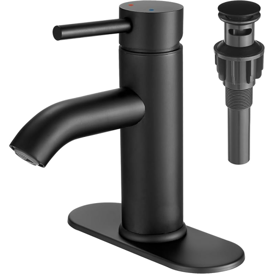 Nickel Bathroom Faucet Single le Bathroom Vanity Sink Faucet with Pop-up Drain, Rv Lavatory Vessel Faucet Basin Mixer Tap with Deck Plate